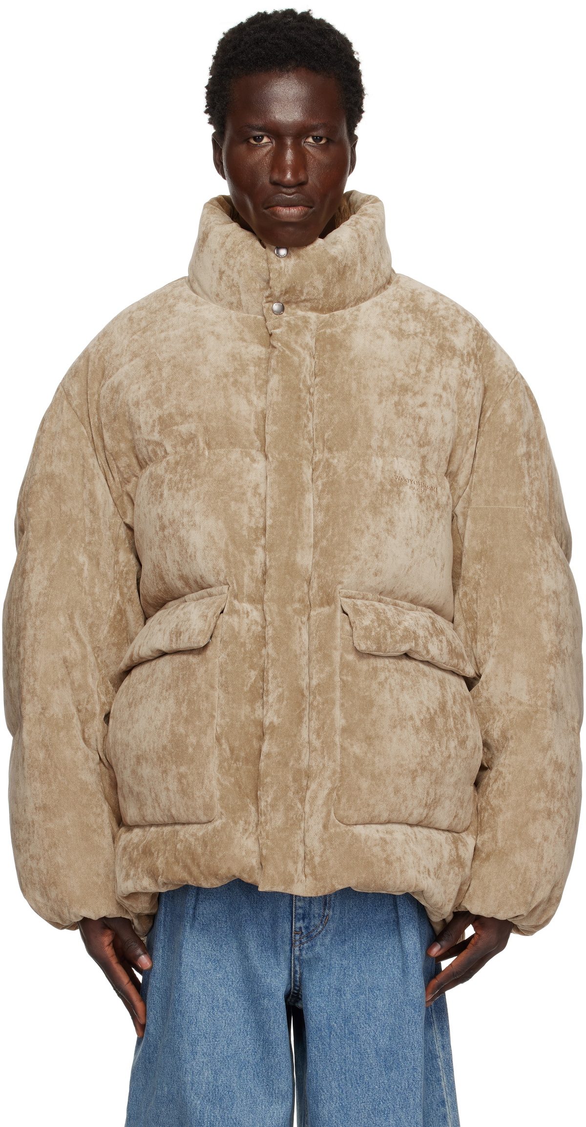 WOOYOUNGMI Beige Velvet Down Jacket Wooyoungmi