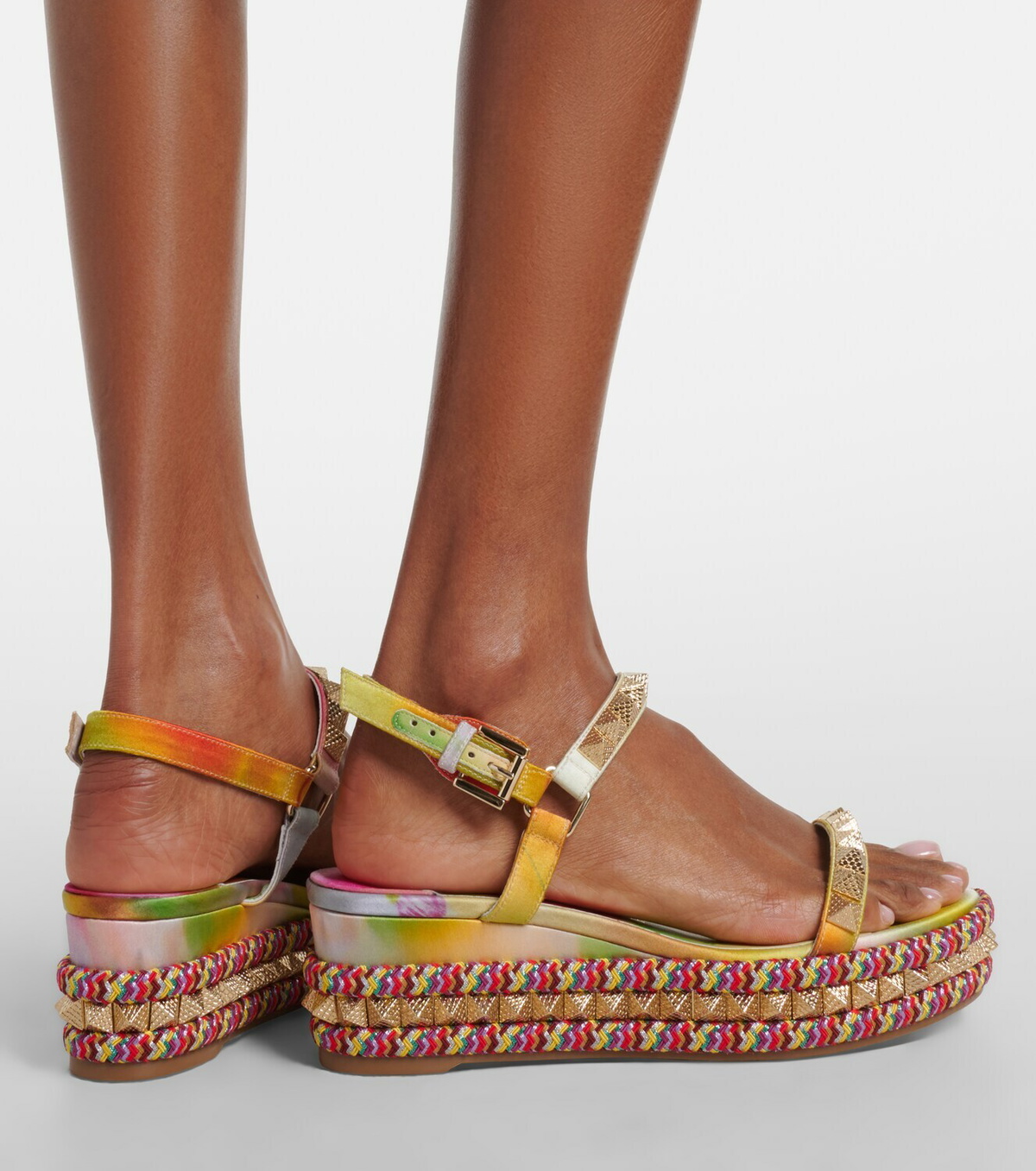 Christian Louboutin Pyra Clou studded floral espadrille wedges