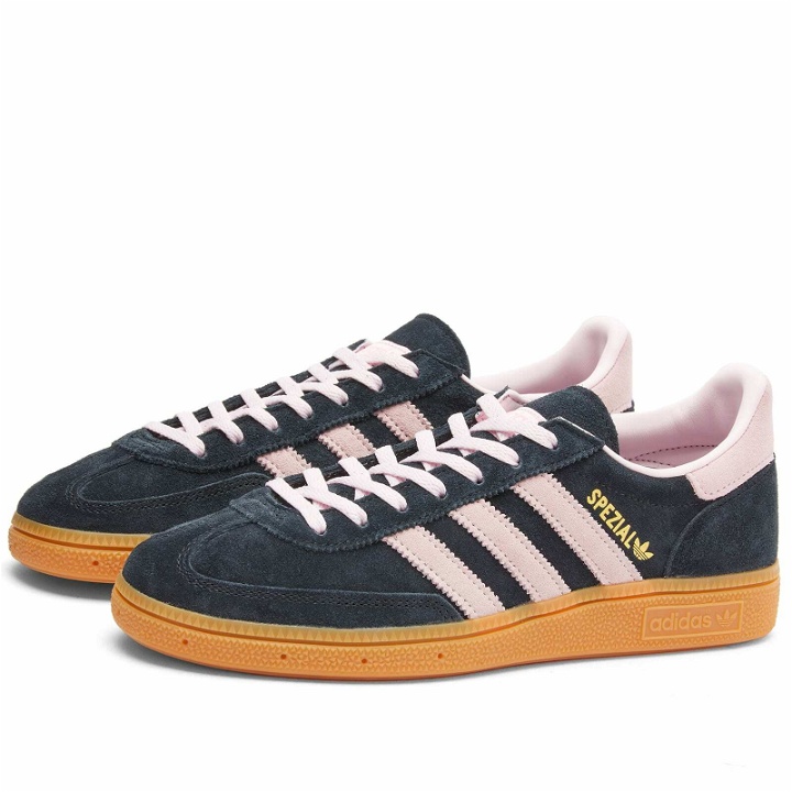 Photo: Adidas Handball Spezial Sneakers in Core Black/Clear Pink/Gum
