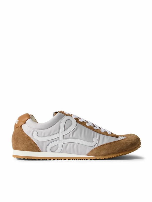 Photo: LOEWE - Ballet Runner 2.0 Logo-Appliquéd Shell, Suede and Leather Sneakers - Gray