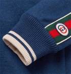 GUCCI - Logo-Appliquéd Striped Cashmere-Blend Track Jacket - Blue
