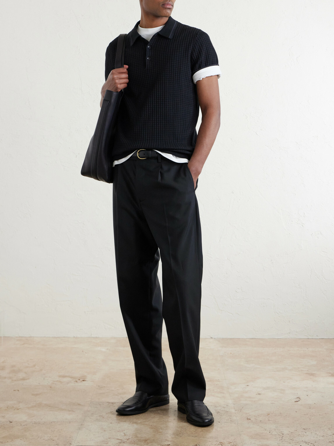 Rag & Bone - Harvey Ribbed Cotton-Blend Polo Shirt - Black
