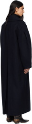 GANNI Navy Wool Oversized Long Peacoat