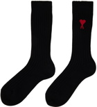 AMI Paris Three-Pack Black Ami de Cœur Socks