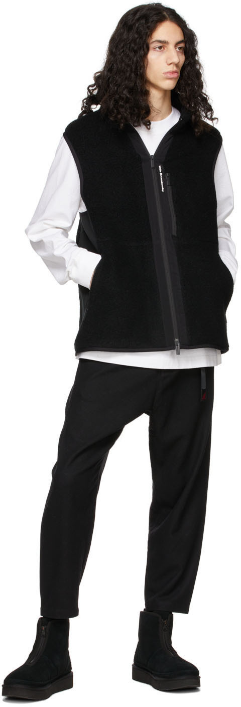 トップス WHITE MOUNTAINEERING PATCHWORK BOA VEST White Mountaineering Black Patchwork Boa Vest White