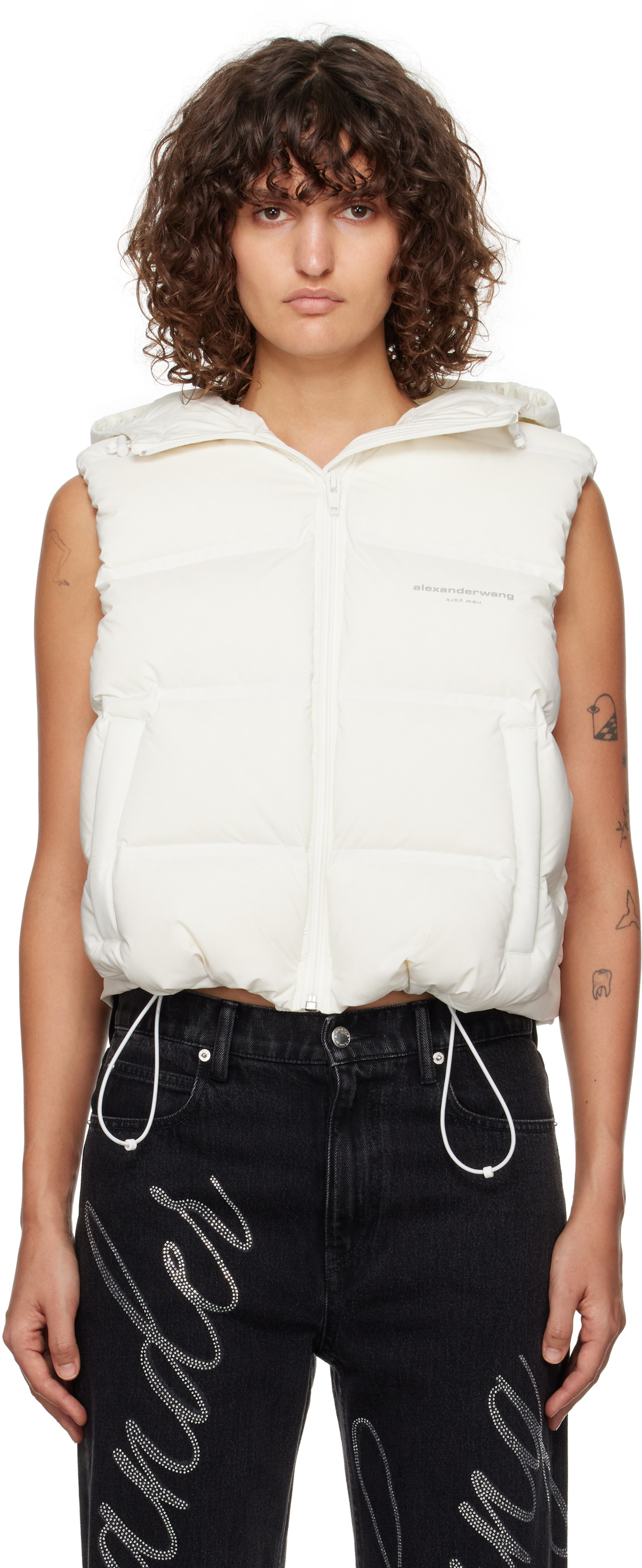 Alexander Wang Pink Cropped Hooded Puffer Down Vest