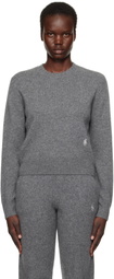 Sporty & Rich Gray 'SRC' Cashmere Crewneck Sweater