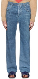 Bottega Veneta Blue Printed Leather Pants