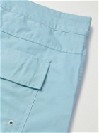 Thom Browne - Straight-Leg Long-Length Logo-Appliquéd Striped Swim Shorts - Blue