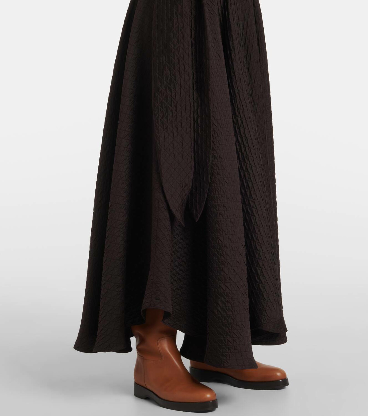 Loro Piana Quilted tie-detail silk maxi skirt