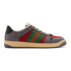 Gucci Grey and Red Screener Sneakers