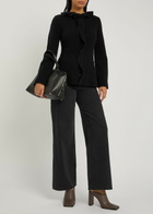 Liberowe Ruffled Wool Cardigan Black