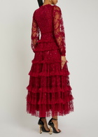 Needle & Thread Blossom Lace Floral Sequin-embellished Tulle Gown Red