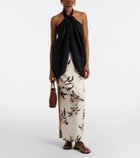 SIR Floral linen maxi skirt