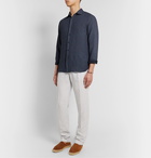 120% - Garment-Dyed Striped Linen Shirt - Blue