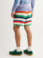 THE ELDER STATESMAN - Striped Knitted Organic Cotton Shorts - Multi - XS/S