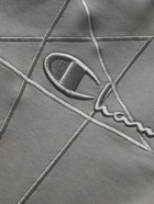 RICK OWENS - Champion Logo-Embroidered Organic Loopback Cotton-Jersey Sweatshirt - Gray - XS