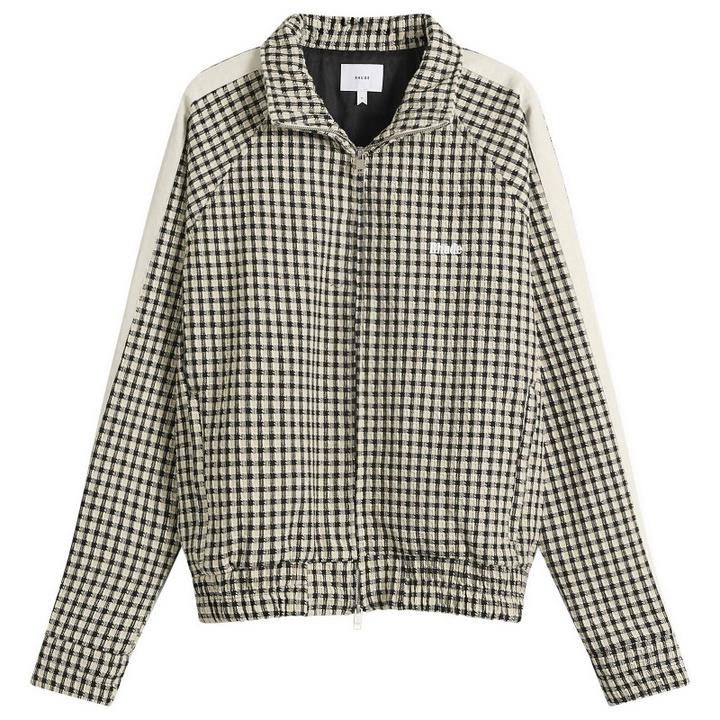 Photo: Rhude Men's Gingham Hamptons Track Jacket in White/Black