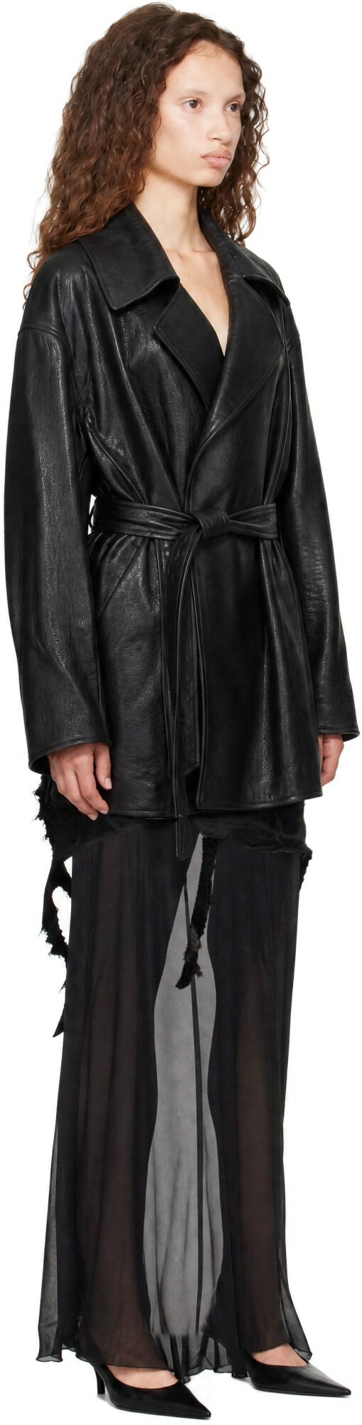 Balenciaga Black High Collar Soft Matte Leather Jacket