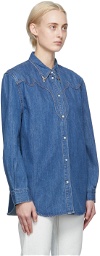 Pushbutton Blue Western Denim Shirt