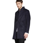 Han Kjobenhavn Navy Pinstripe Banker Coat