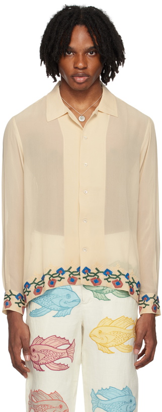 Photo: Bode Beige Flowering Liana Shirt