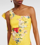 Zimmermann One-shoulder floral linen midi dress