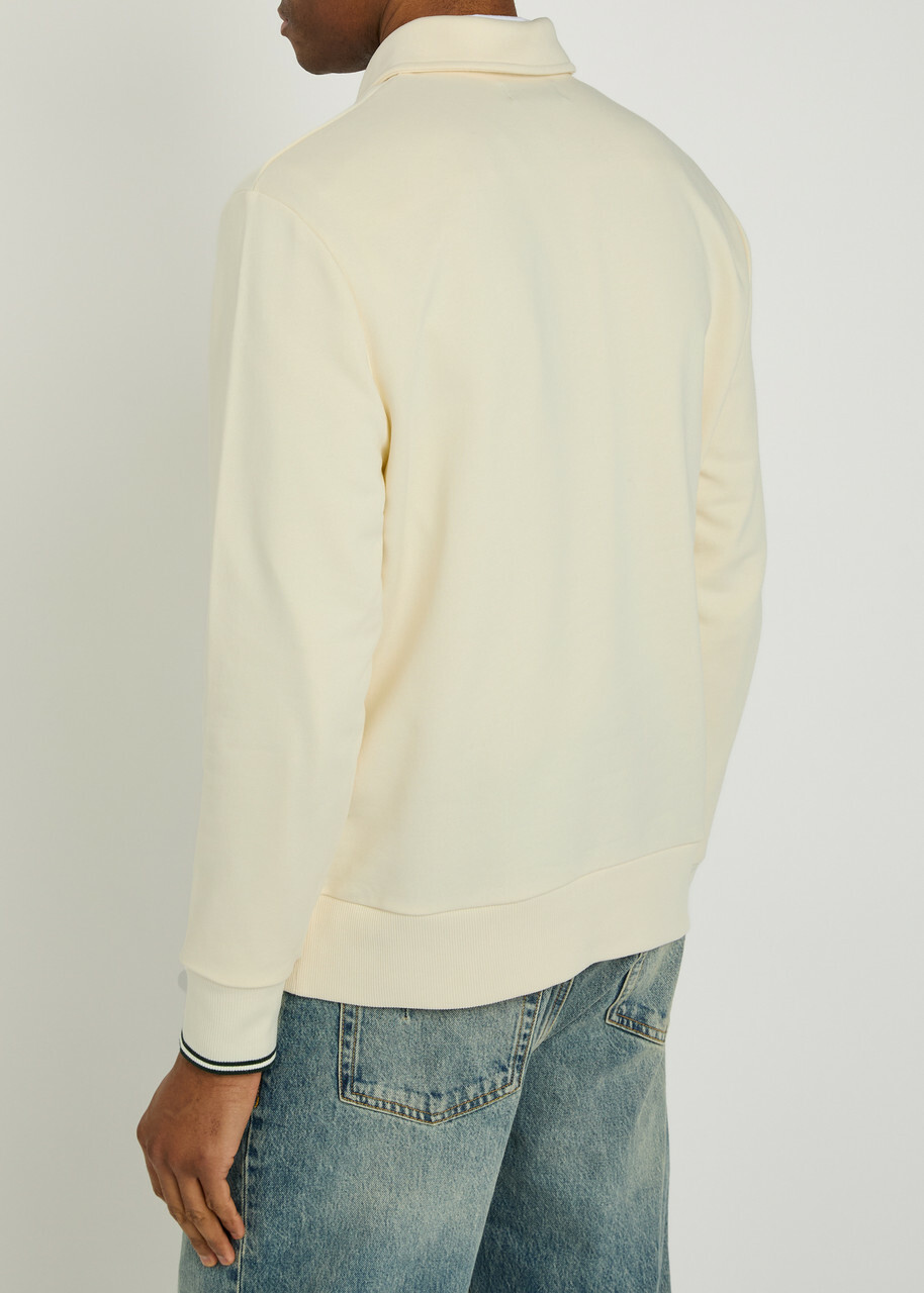 Fred Perry Half-zip Logo-embroidered Cotton Sweatshirt Ecru