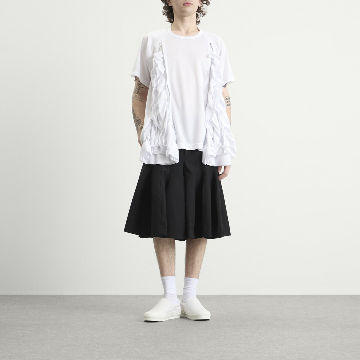 Comme des Garçons Homme Plus Men's Mesh Detail T-Shirt in White