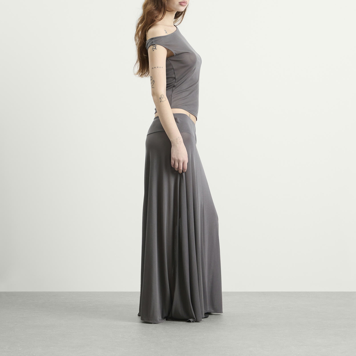 ST. Agni Women's Fluid Jersey Skirt in Soot