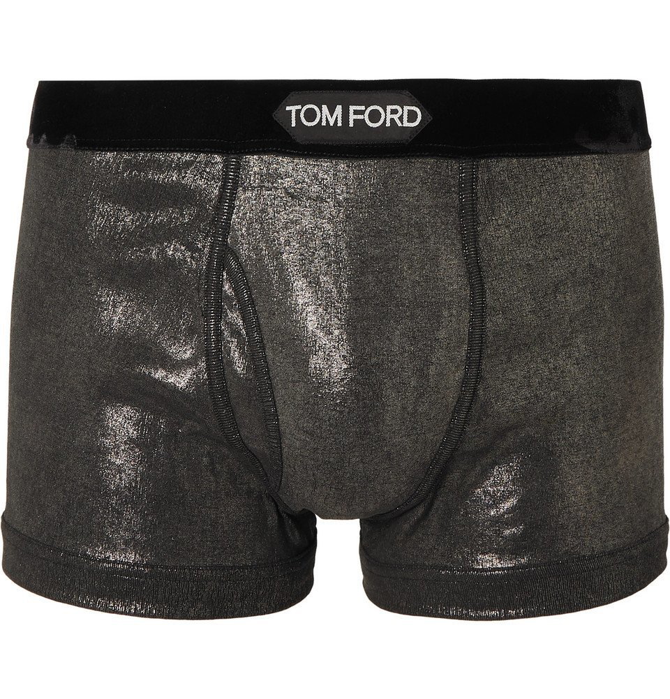 Tom Ford Logo mesh and velvet briefs
