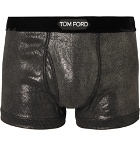 TOM FORD - Velvet-Trimmed Metallic Stretch-Cotton Jersey Boxer Briefs - Metallic
