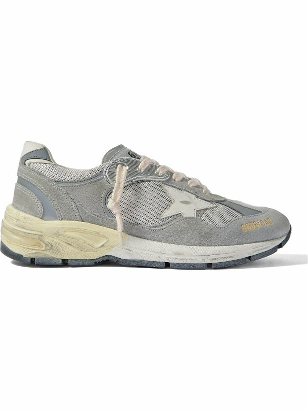 Photo: Golden Goose - Dad-Star Distressed Leather-Trimmed Suede and Mesh Sneakers - Gray