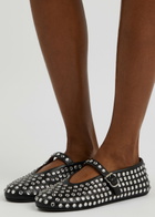 Alaïa Crystal-embellished Leather Ballet Flats Black
