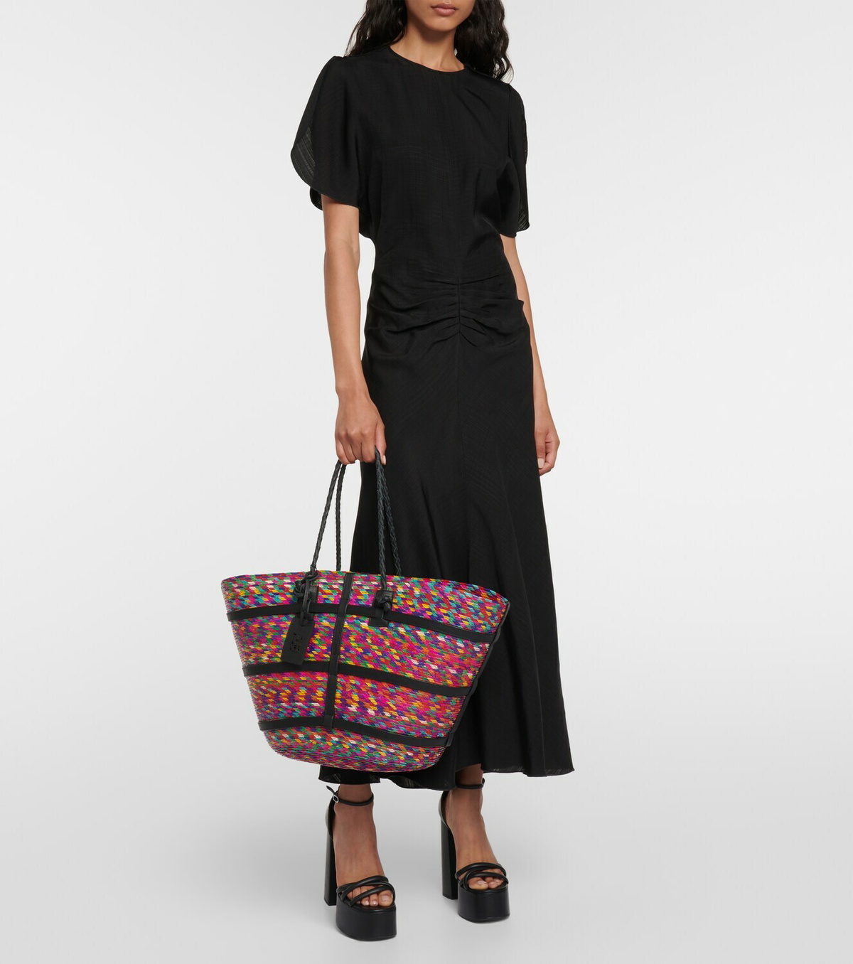 Altuzarra Leather-trimmed raffia tote bag