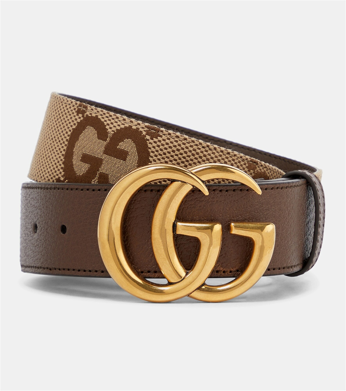 Gucci - Jumbo GG Marmont leather-trim canvas belt Gucci