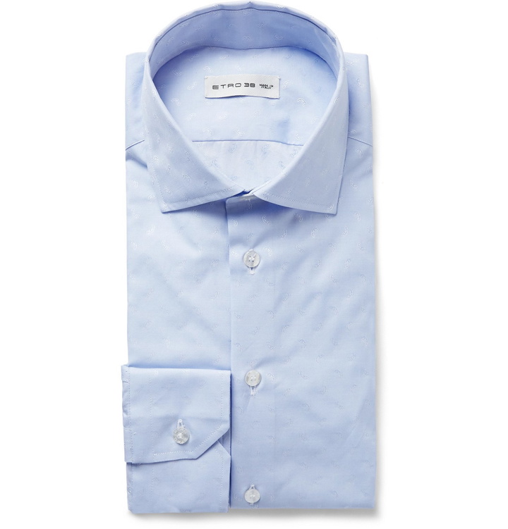 Photo: Etro - Light-Blue Slim-Fit Paisley-Print Cotton-Poplin Shirt - Blue