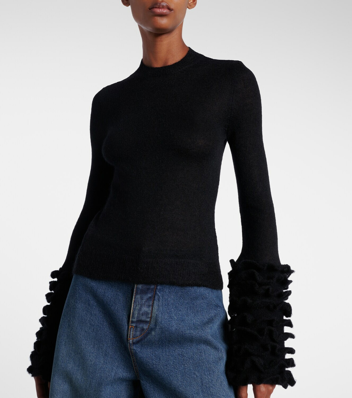 Alaïa Ruffled sheer mohair-blend top