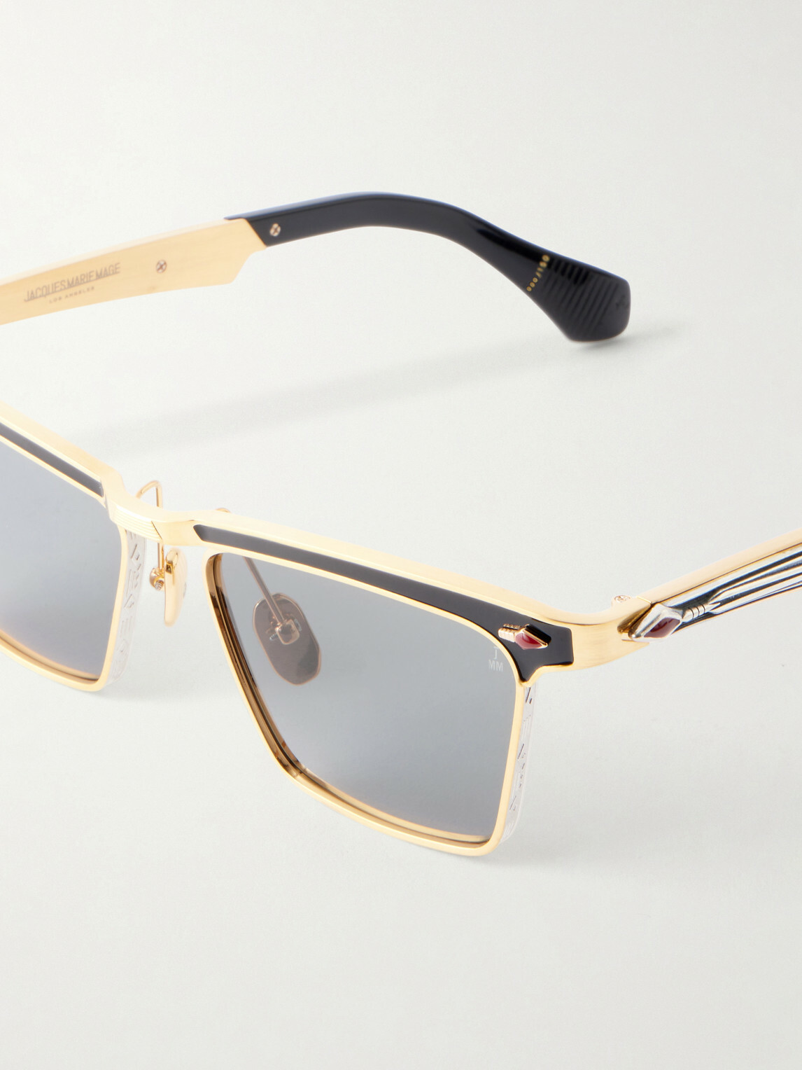 Jacques Marie Mage - Miles City Squared-Frame Gold-Tone Sunglasses