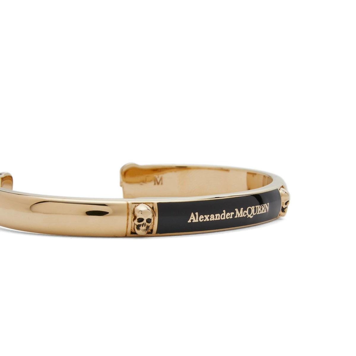 ブレスレット alexander mcqueen SKULL CUFF BRASS + ENAMEL Alexander McQueen Skull Logo Icon White Black Enamel Silver