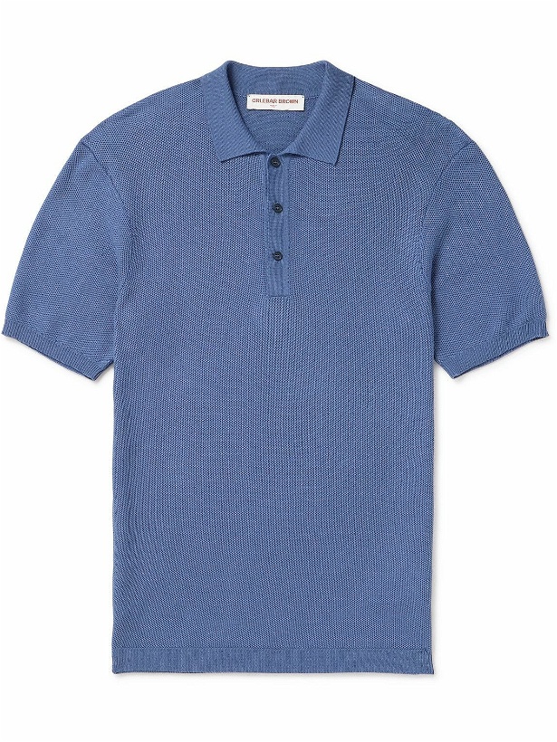 Photo: Orlebar Brown - Maranon Perforated Cotton Polo Shirt - Blue