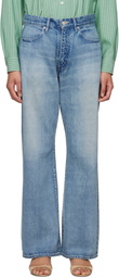 AURALEE Blue Selvedge Faded Light Jeans