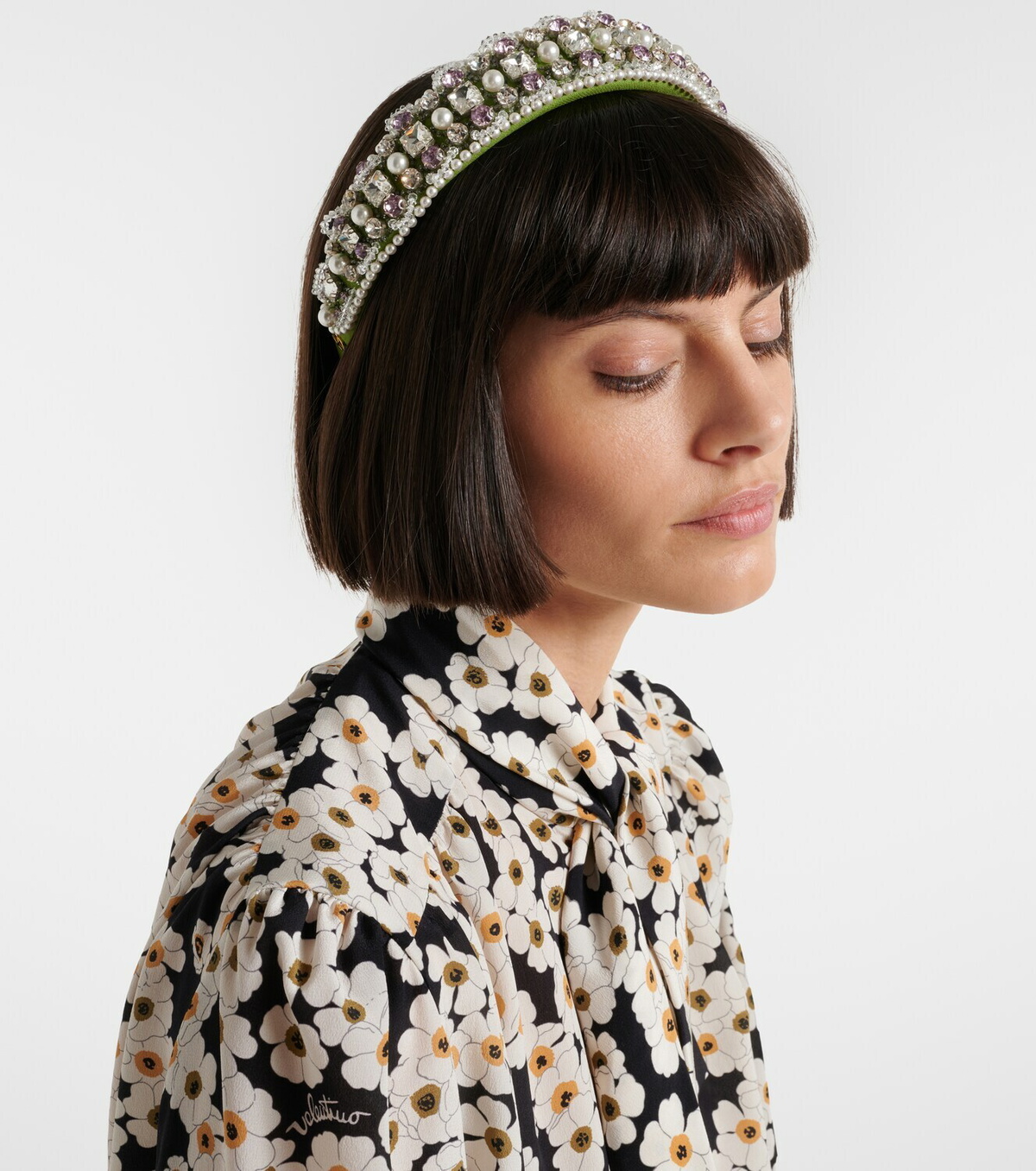 Valentino Embellished wool and silk headband