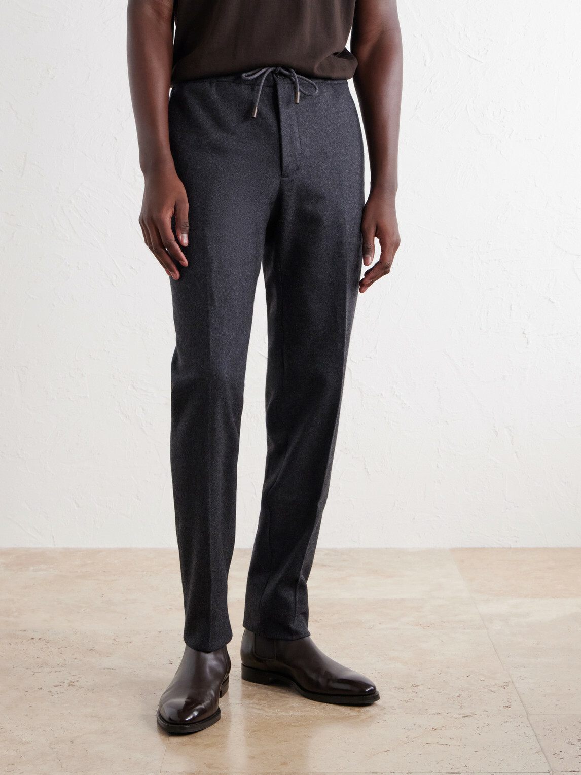 Slowear - Tapered Cashmere-Flannel Drawstring Trousers - Gray