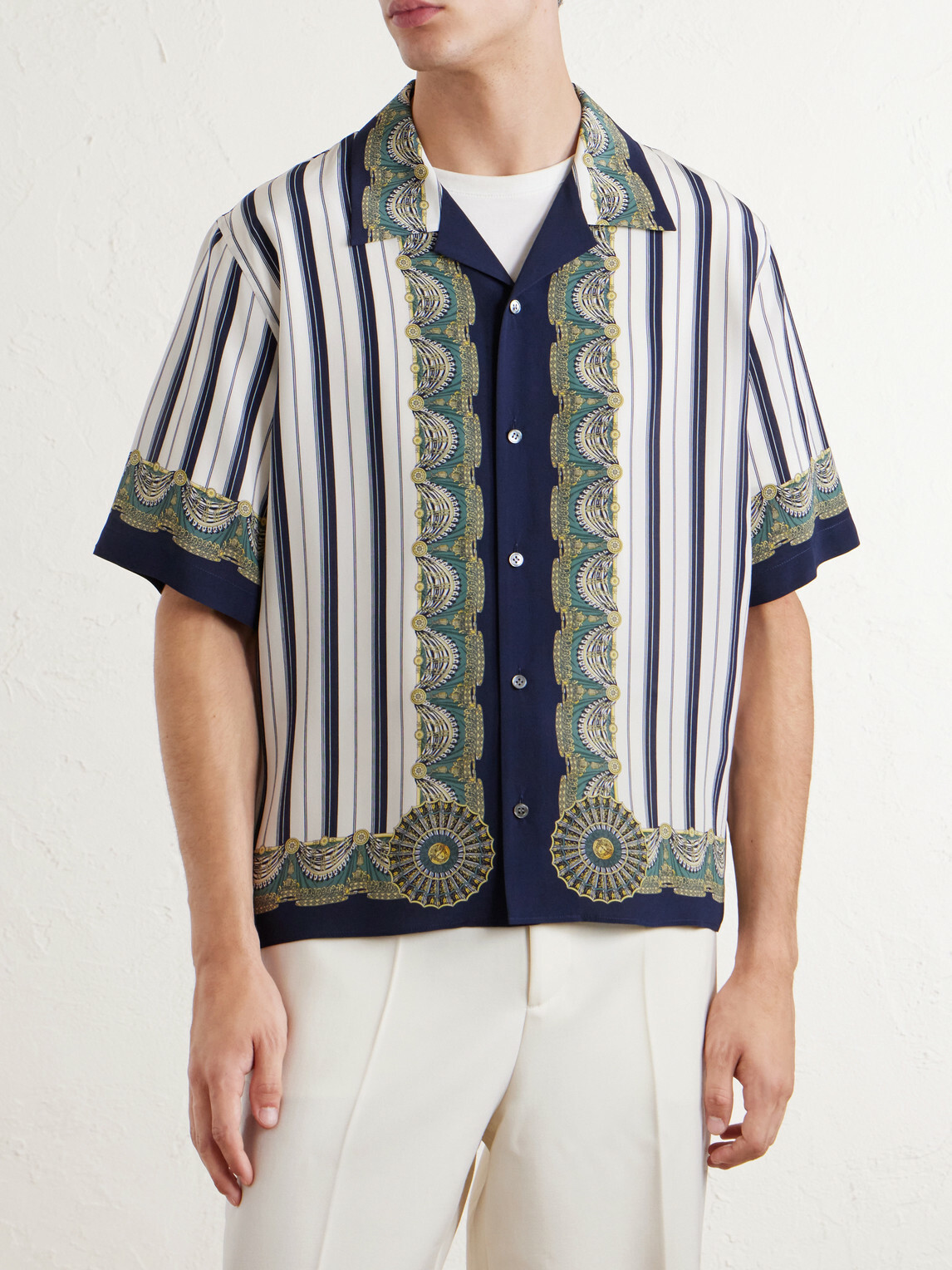 Versace - Striped Silk-Crepe de Chine Shirt - Blue