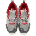 Juun.J Silver and Red Treaded Low-Top Sneakers