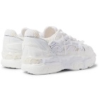 Maison Margiela - Fusion Rubber-Trimmed Distressed Leather Sneakers - White