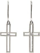 Saint Laurent Silver Double Slot Cross Earrings