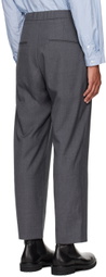 ATON Gray Wide Easy Tropical Wool Trousers