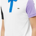 Lacoste Men's Colour Block Polo Shirt in White/Black/Neva Lilac